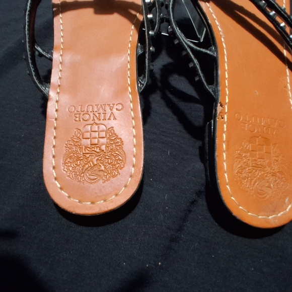 Vince Camuto Black Braided Sandals with Metallic Accents - Picture 4 of 7